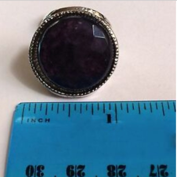 Silver Amethyst Deco Cocktail Ring Size 5 7 8 9 10 Natural Stone Purple Plated - Picture 8 of 8